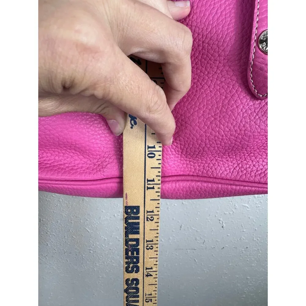 Dooney & Bourke Vibrant Pink Pebbled Leather Crescent Tote with COA